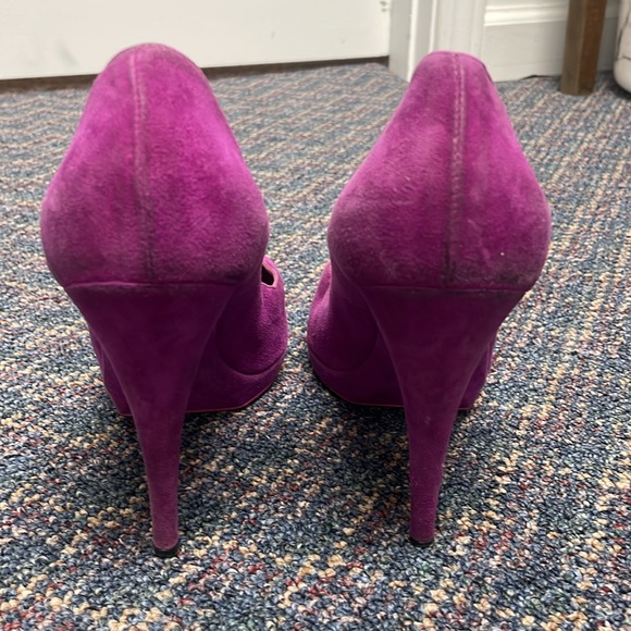 Preloved Saint Laurent Paris Purple Suede Janis Platform Pumps Size 39 - Picture 6 of 17